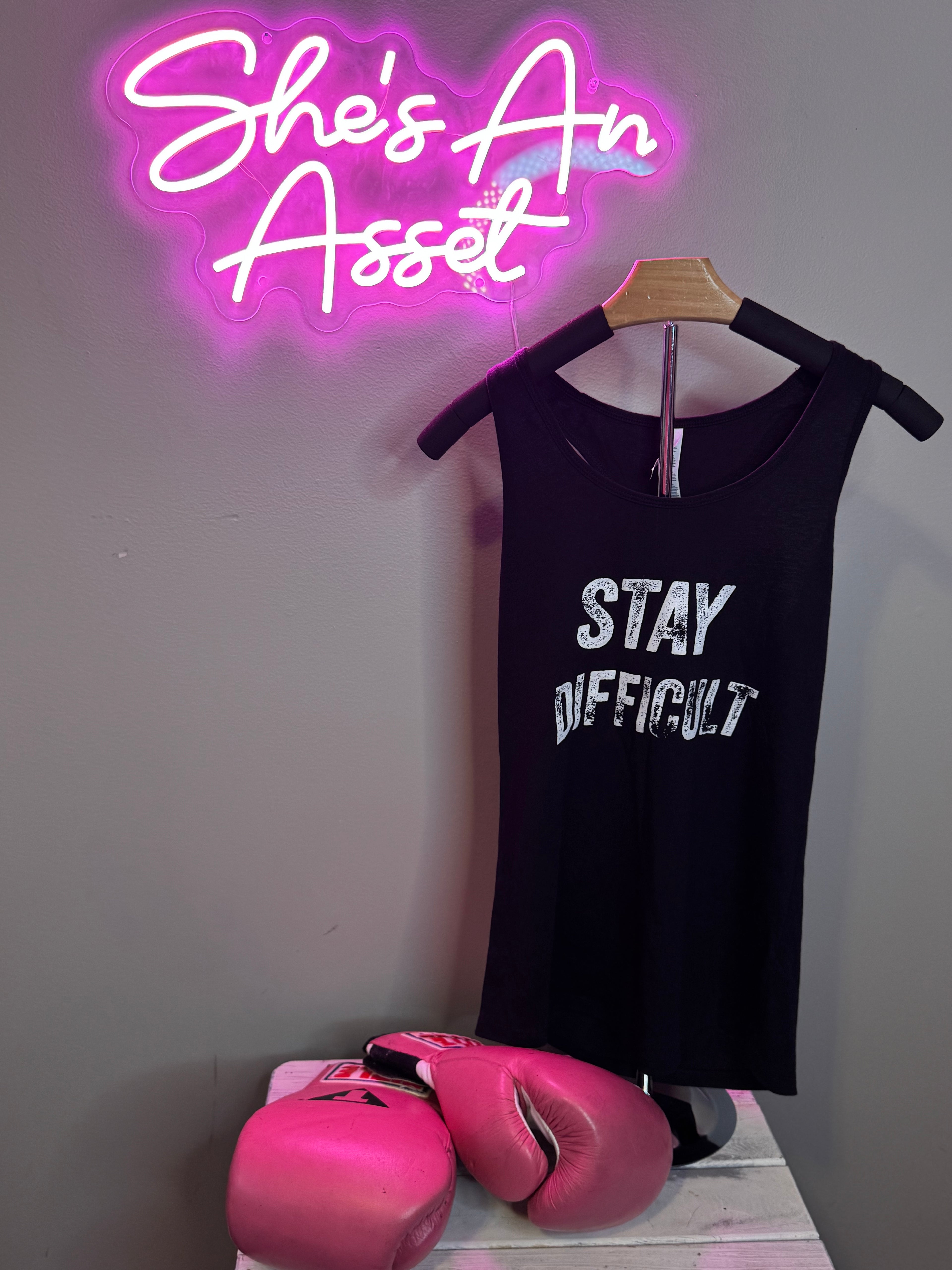 Stay Difficult Racer Back Tank