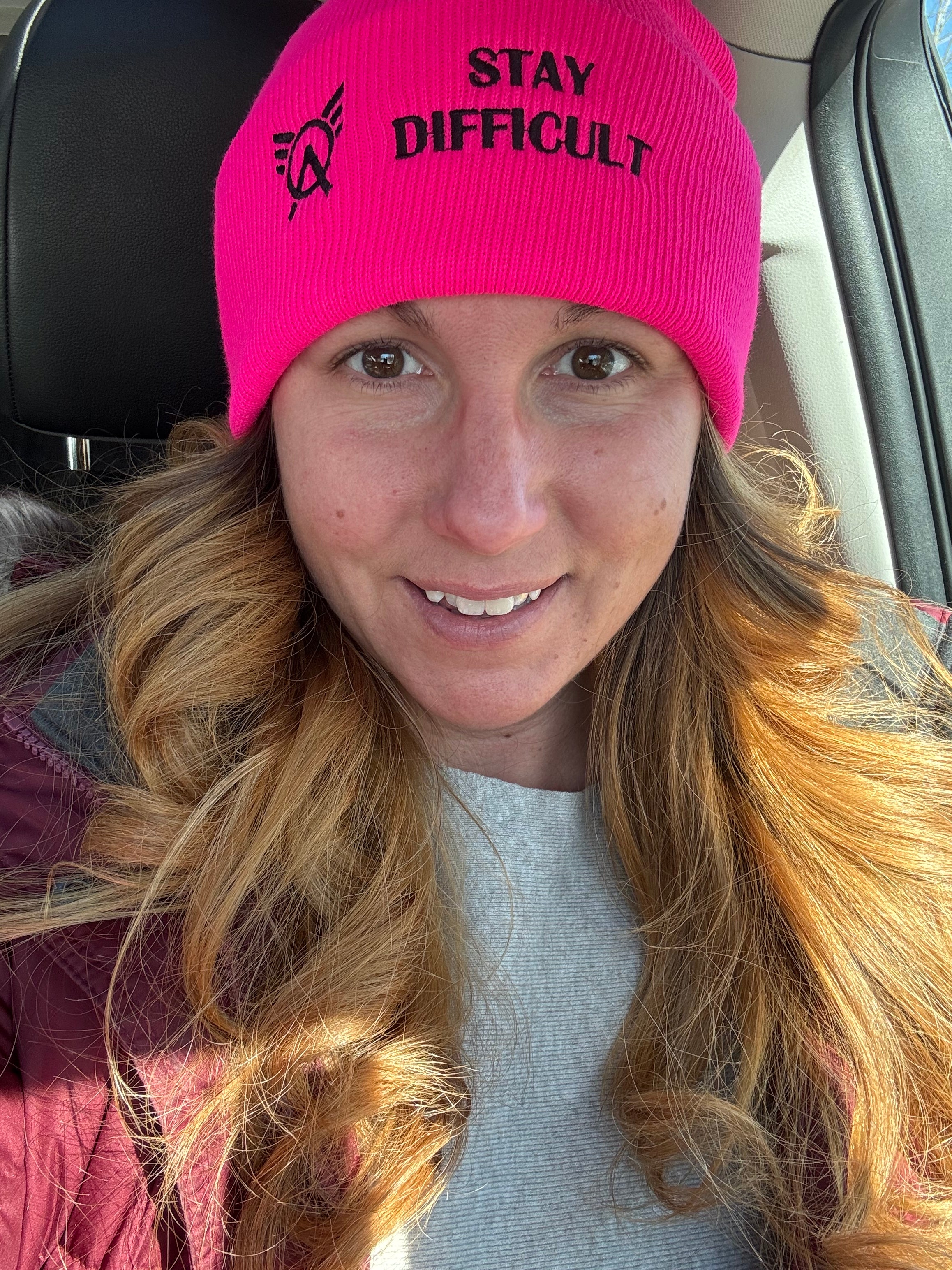 Stay Difficult Beanie Hat (Pink)